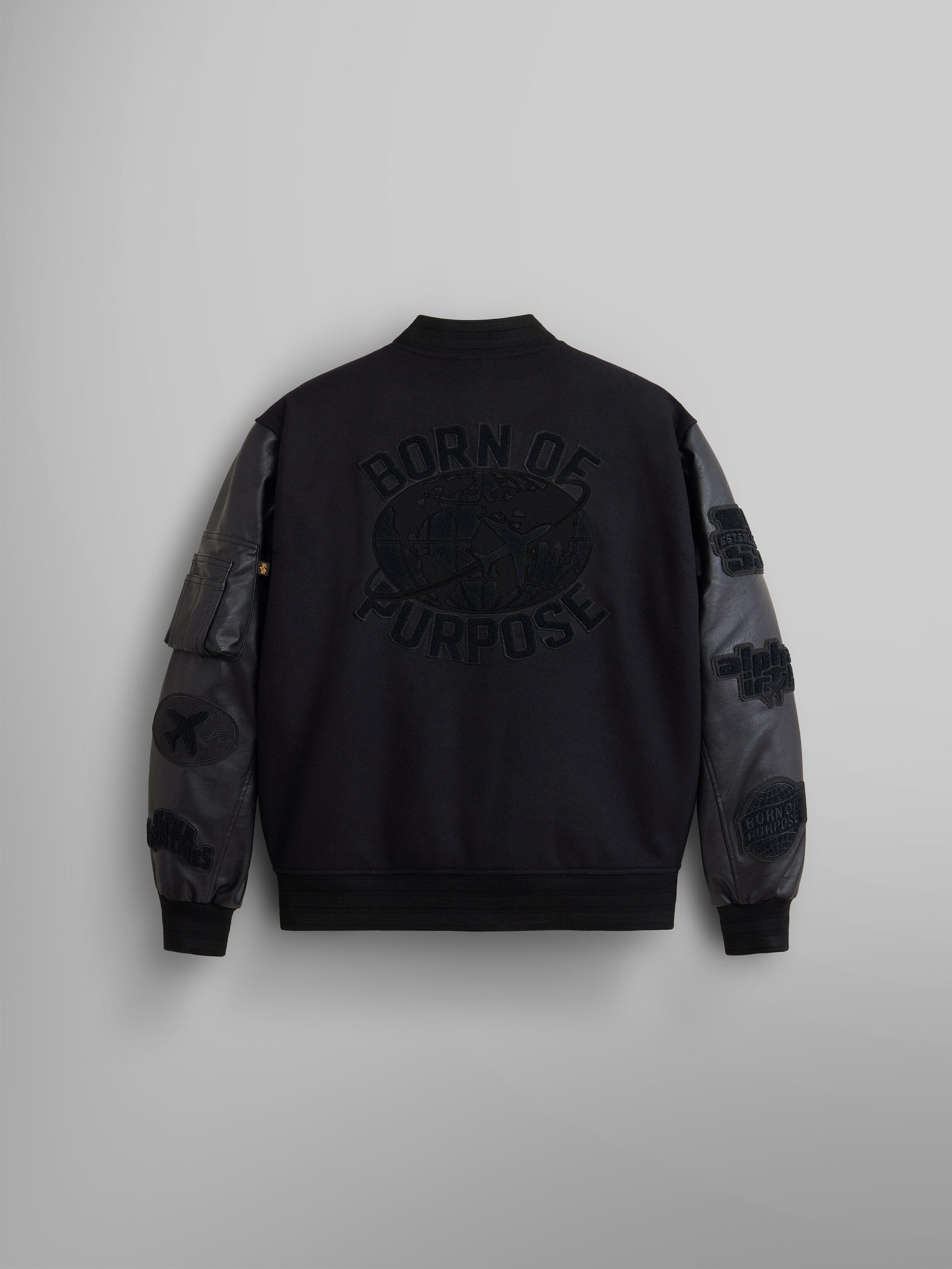 Faux Leather MA-1 Varsity Bomber Jacket | Alpha Industries