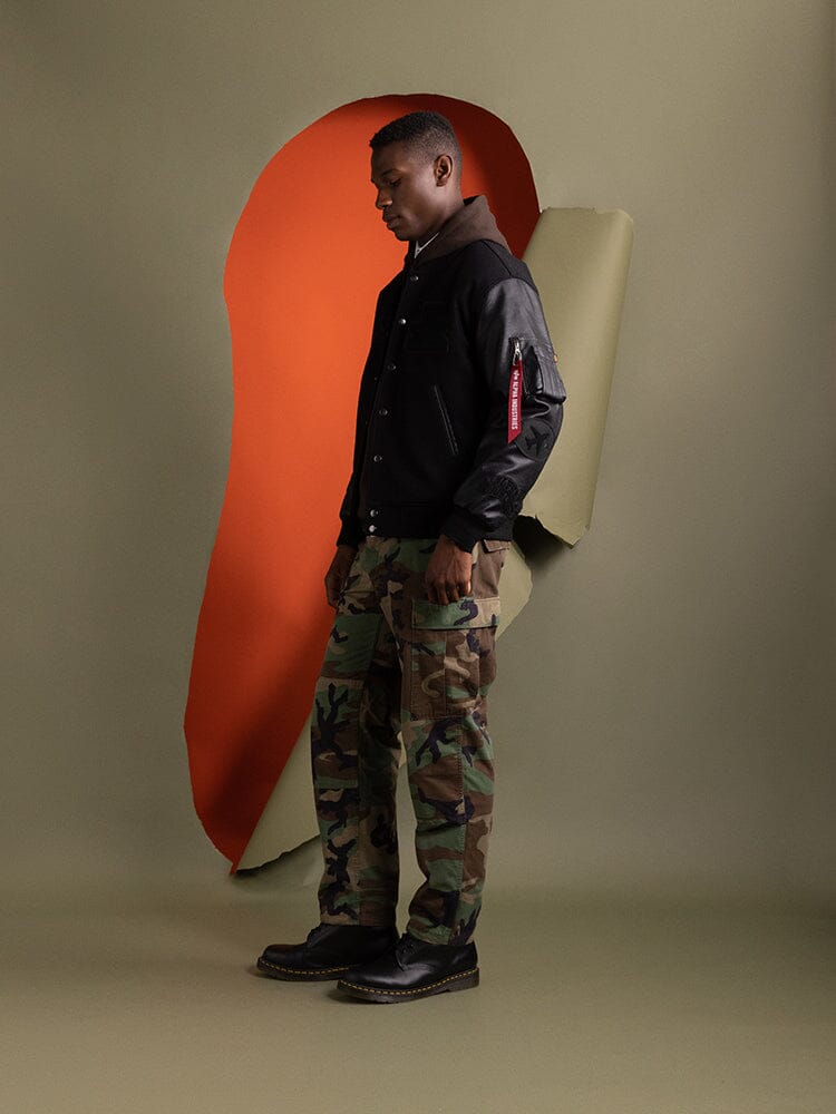 Faux Leather MA-1 Varsity Bomber Jacket | Alpha Industries