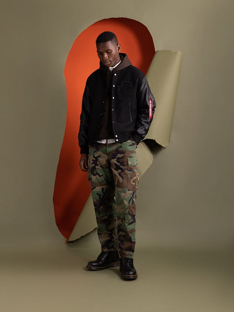 Faux Leather MA-1 Varsity Bomber Jacket | Alpha Industries