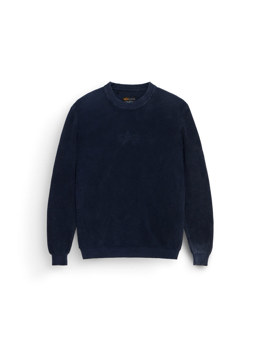 Flying A Sweater by Alpha Industries in Replica Blue cotton corduroy with relaxed fit, long sleeves, ribbed cuffs and waistband.