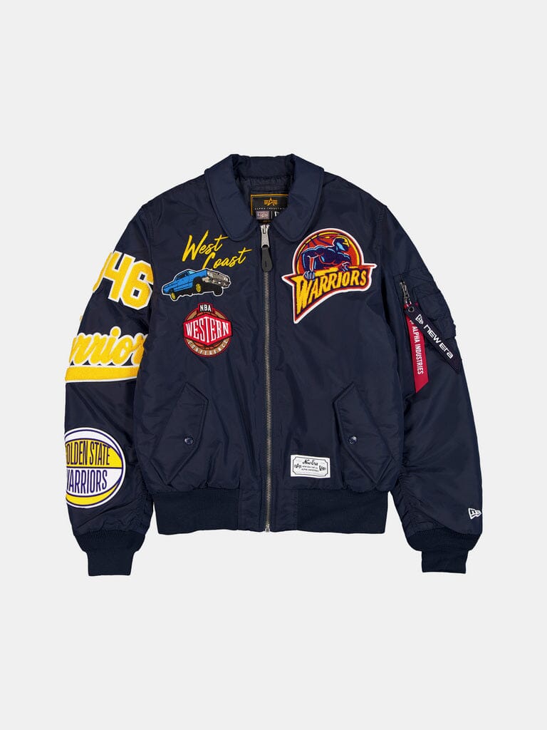 GOLDEN STATE WARRIORS X ALPHA X NEW ERA MA-1 COLLARED BOMBER JACKET OUTERWEAR Alpha Industries NAVY S 