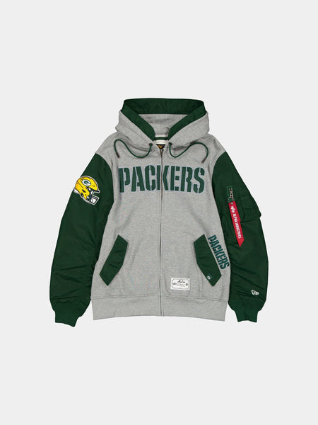 Green Bay Packers X Alpha X New Era MA-1 Zip-Up Hoodie | Alpha