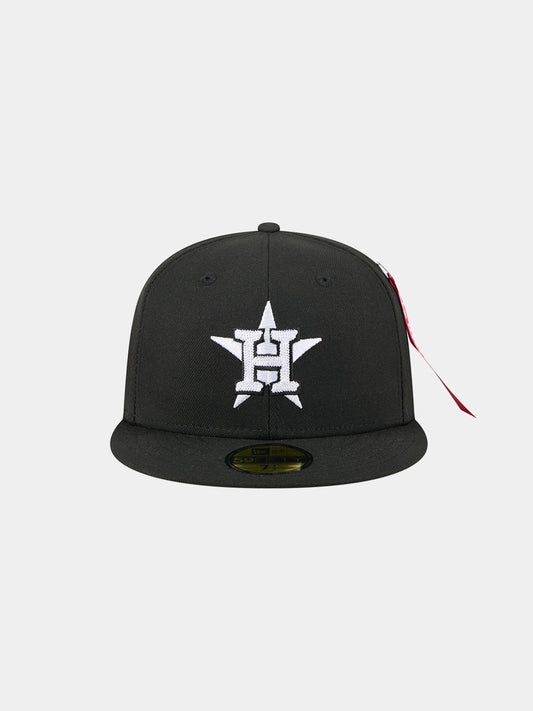 HOUSTON ASTROS X ALPHA X NEW ERA 59FIFTY FITTED CAP HAT NEW ERA BLACK 7 1/2 