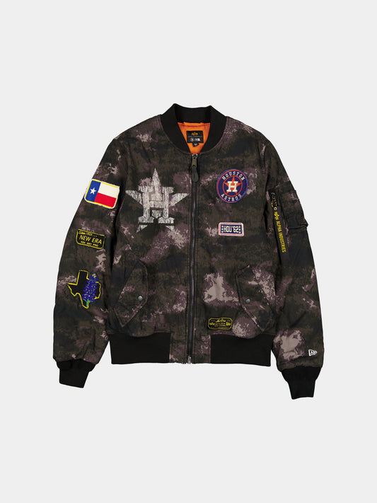 HOUSTON ASTROS X ALPHA X NEW ERA MA-1 BOMBER JACKET (BLACK CAMO) OUTERWEAR Alpha Industries BLACK S 