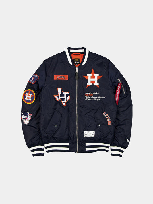 HOUSTON ASTROS X ALPHA X NEW ERA MA-1 BOMBER JACKET OUTERWEAR Alpha Industries NAVY/WHITE S 