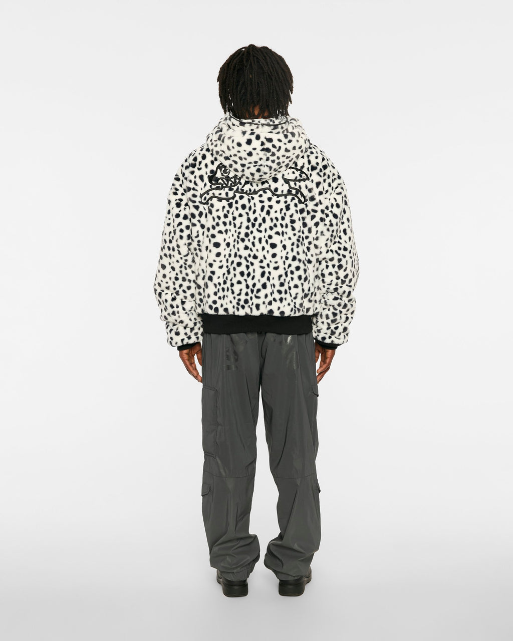 ICECREAM X ALPHA FAUX FUR FULL ZIP UP - On model - back full length faux fur side