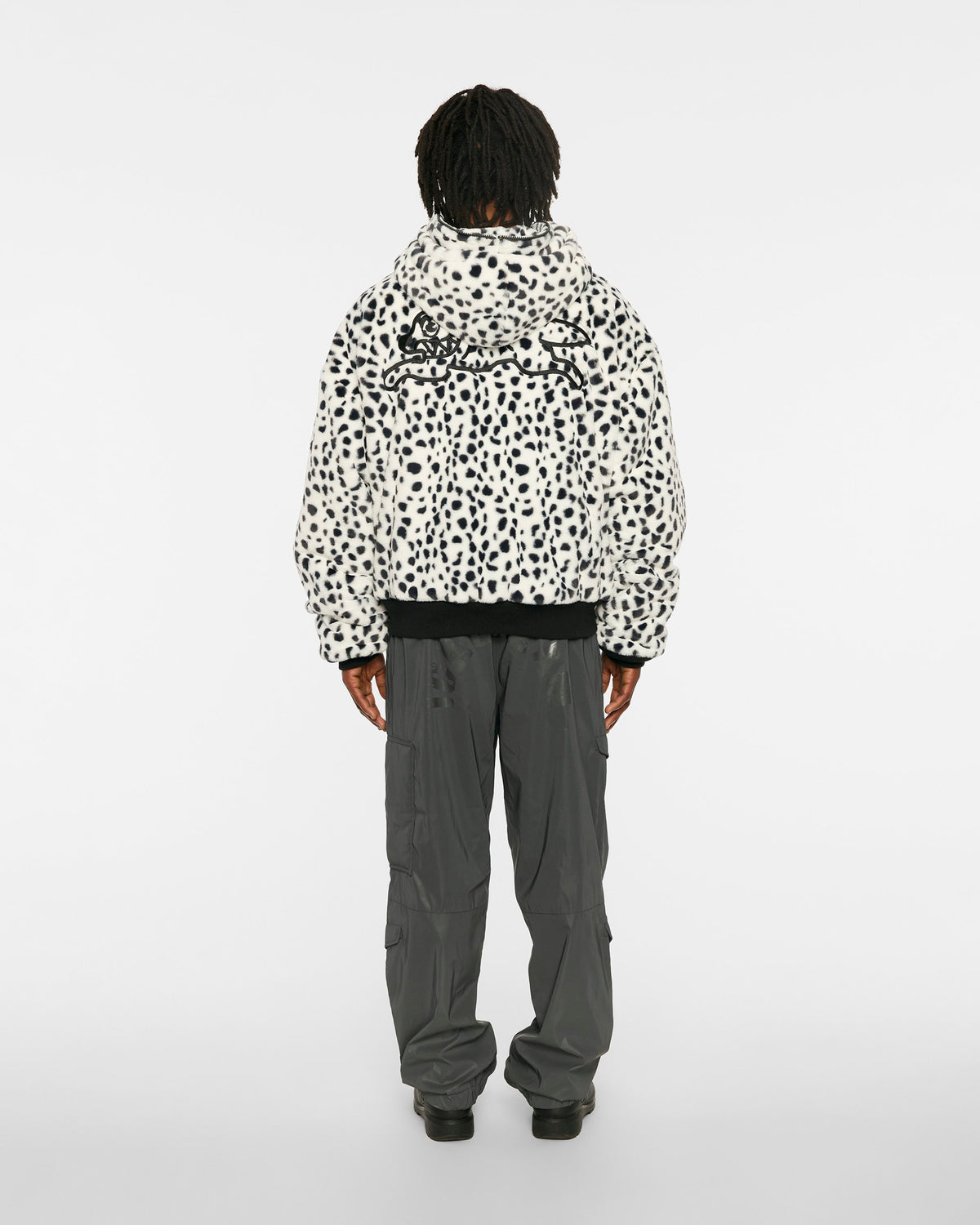 ICECREAM X ALPHA FAUX FUR FULL ZIP UP - On model - back full length faux fur side