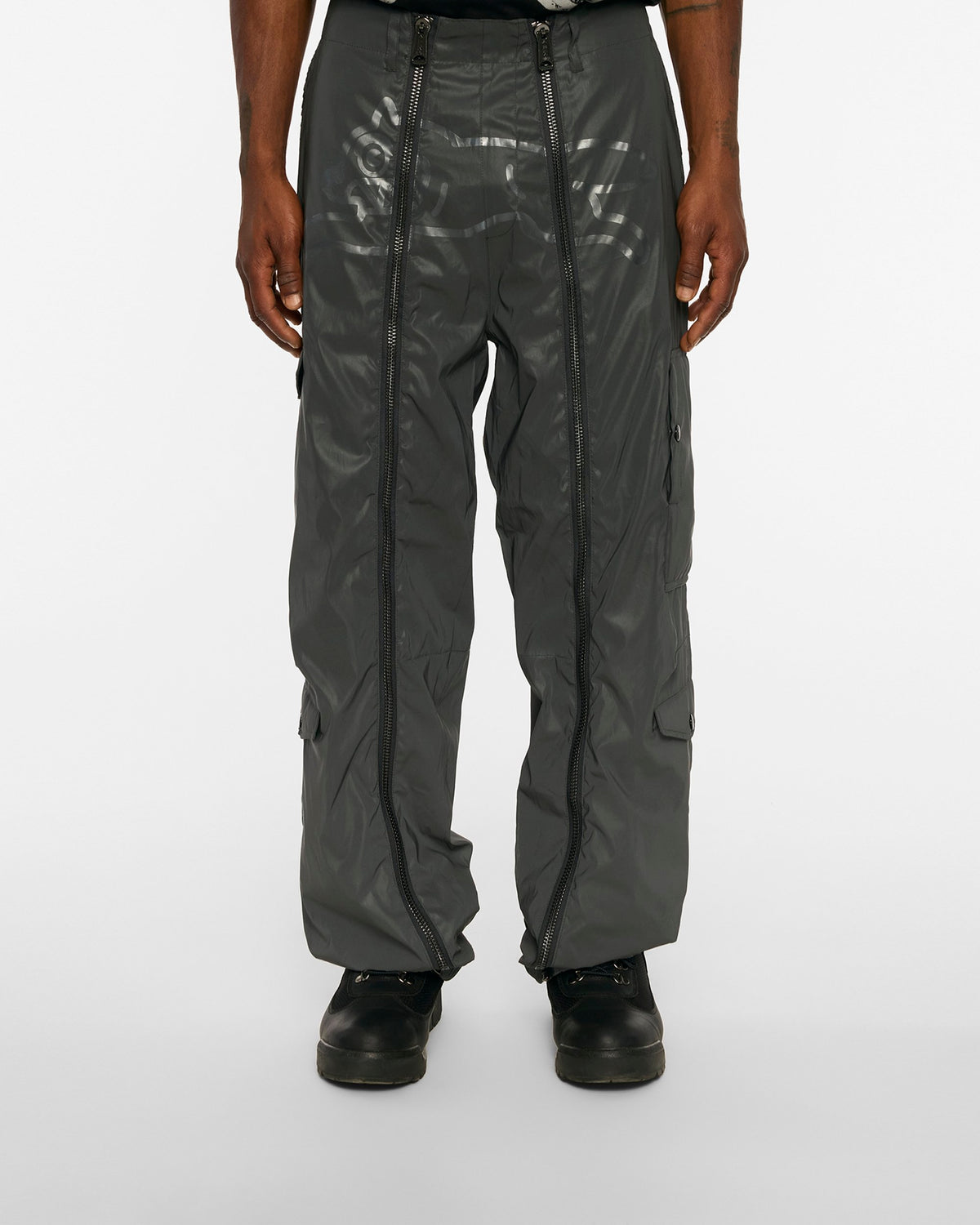 ICECREAM X ALPHA FUR PATCH PANT - On model - front close-up
