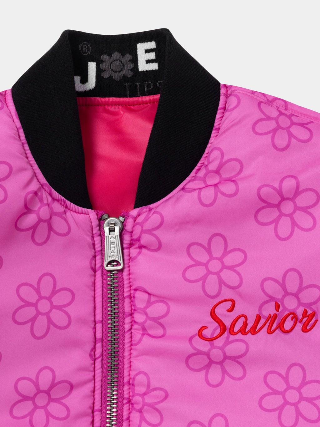 Jae Tips x Alpha B-15 BOMBER JACKET - Detail: inside-out chest and collar