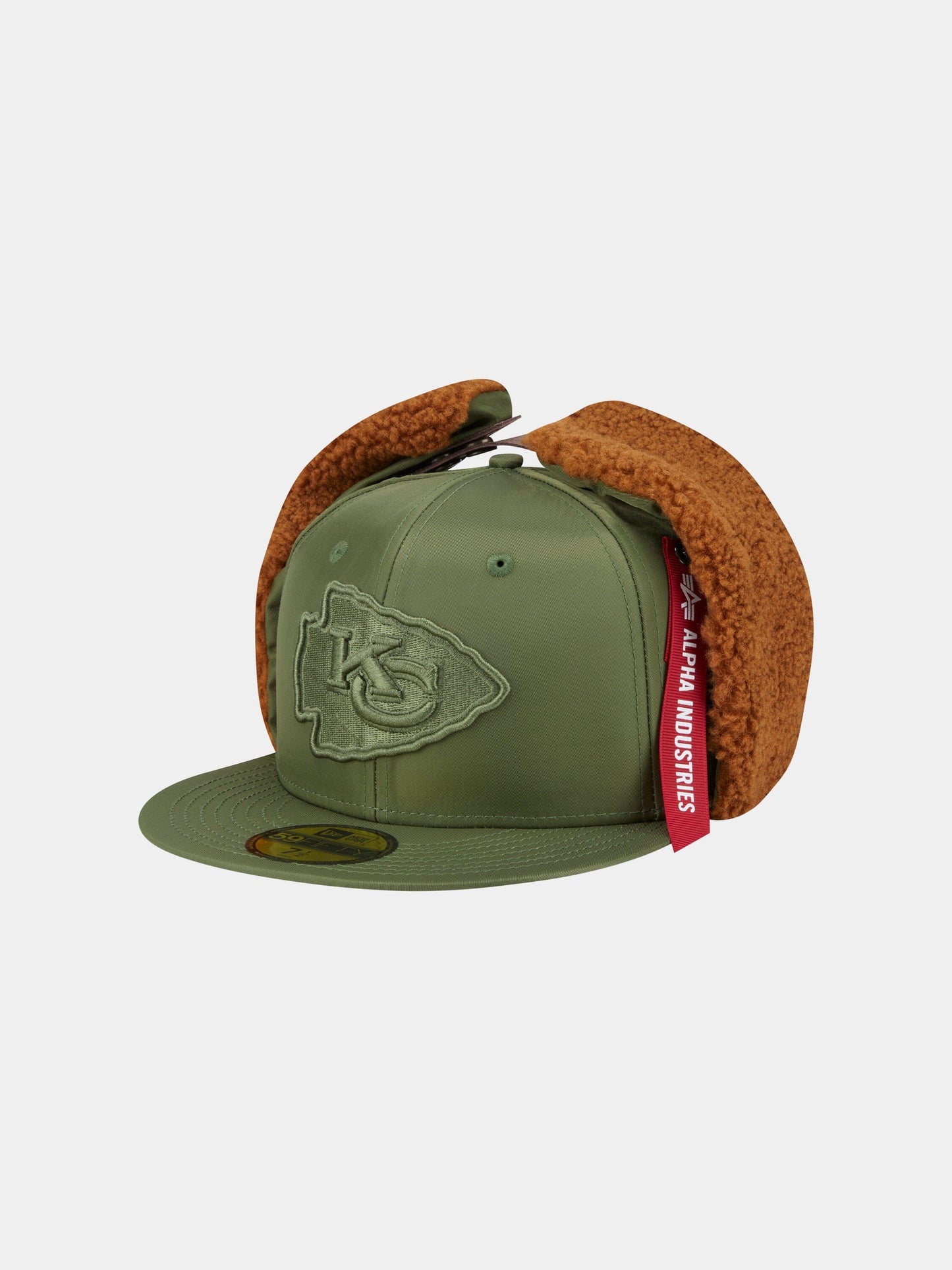 KANSAS CITY CHIEFS X ALPHA X NEW ERA 5950 DOG EAR CAP (GREEN) ACCESSORY Alpha Industries GREEN 7 1/8 