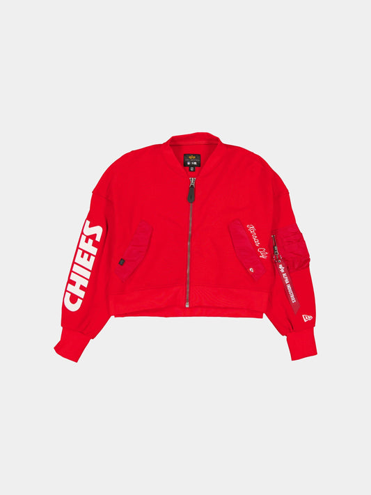 KANSAS CITY CHIEFS X ALPHA X NEW ERA L-2B FRENCH TERRY JACKET WOMENS OUTERWEAR Alpha Industries RED XS 