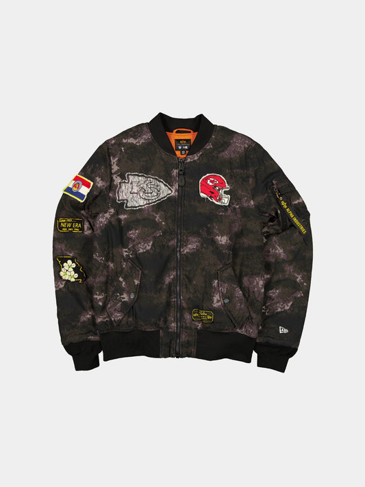 KANSAS CITY CHIEFS X ALPHA X NEW ERA MA-1 BOMBER JACKET (BLACK CAMO) OUTERWEAR Alpha Industries BLACK S 