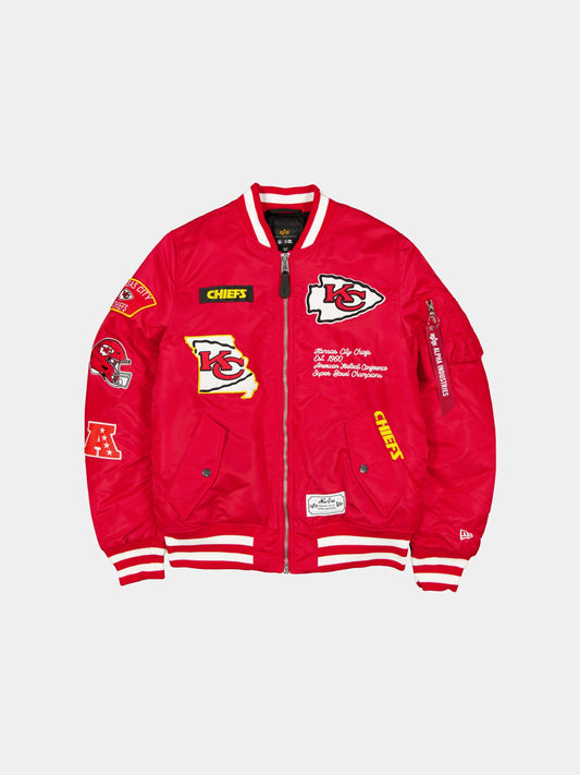 KANSAS CITY CHIEFS X ALPHA X NEW ERA MA-1 BOMBER JACKET OUTERWEAR Alpha Industries RED S 