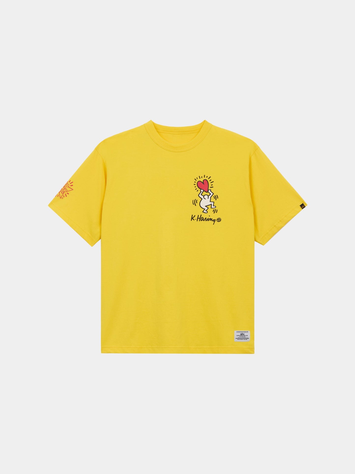 KEITH HARING X ALPHA GRAPHIC TEE "HEART MAN" COLLAB Alpha Industries YELLOW XS 