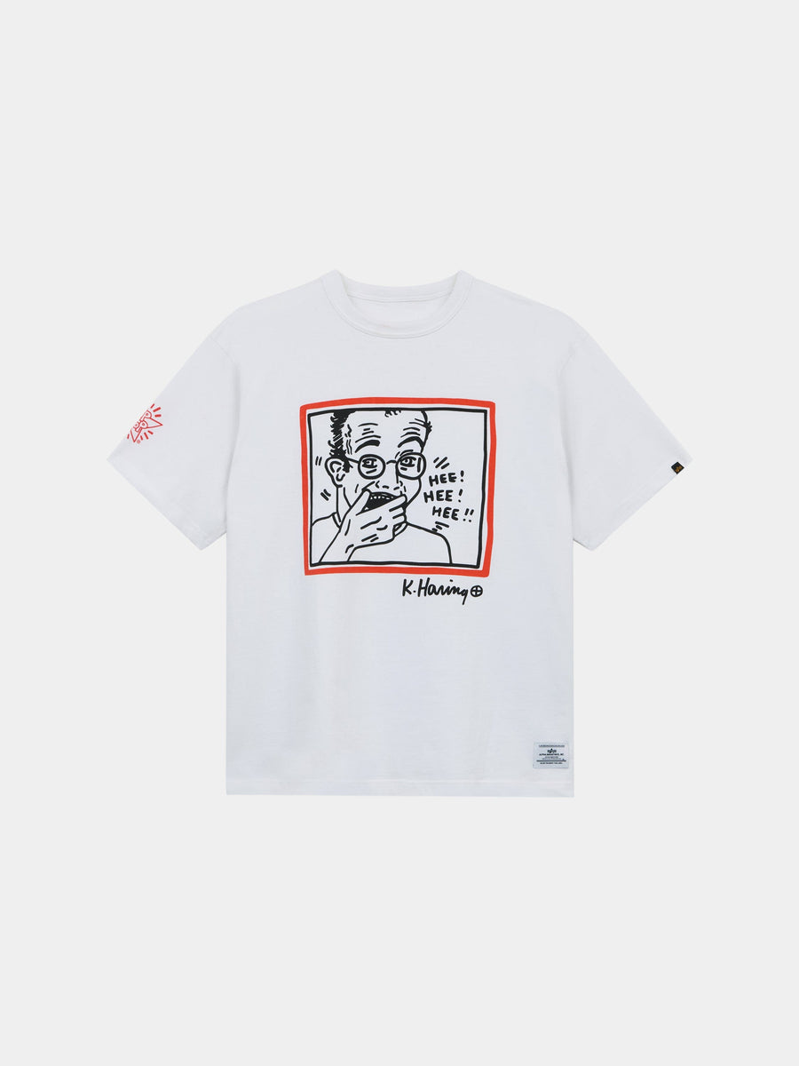 KEITH HARING X ALPHA GRAPHIC TEE "HEE HEE" COLLAB Alpha Industries WHITE XS 