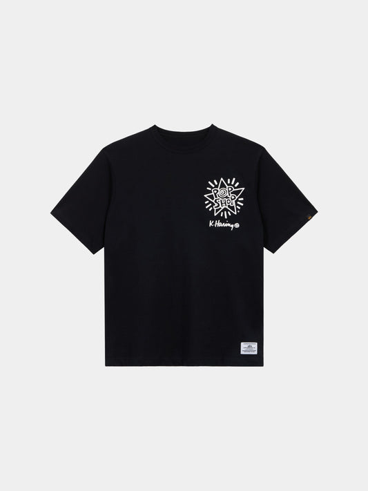 KEITH HARING X ALPHA GRAPHIC TEE POP SHOP COLLAB Alpha Industries BLACK XS 