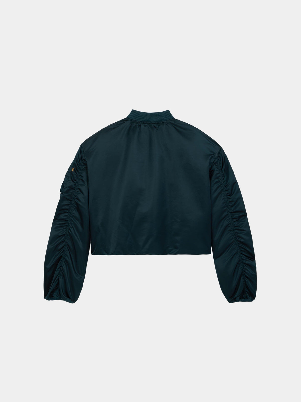 Knit Rib MA-1 Flight Jacket Womens in Midnight Teal, flat back
