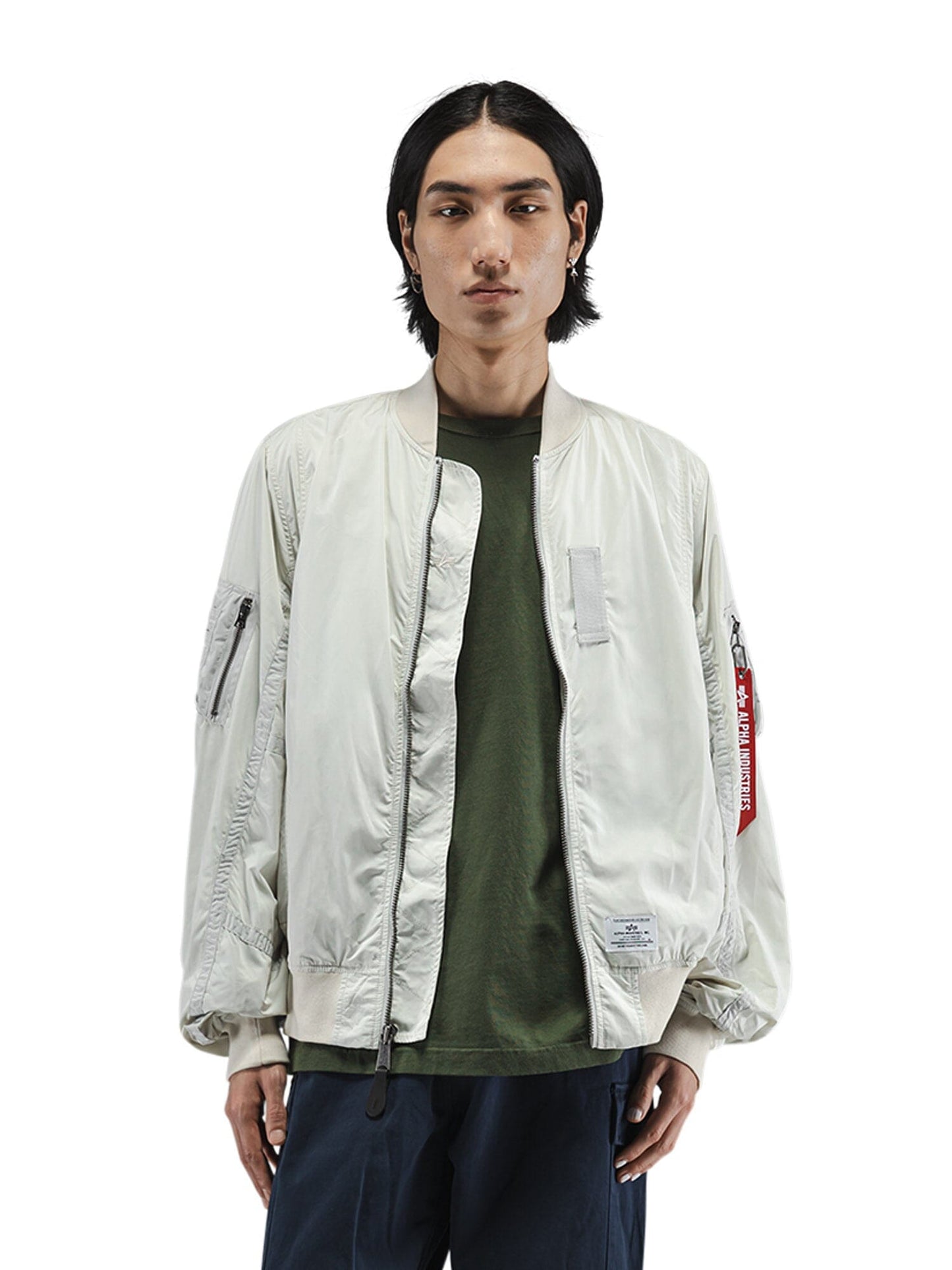 Alpha Industries L-2B Paratrooper Flight Jacket, dark green, lightweight material, front zipper closure.