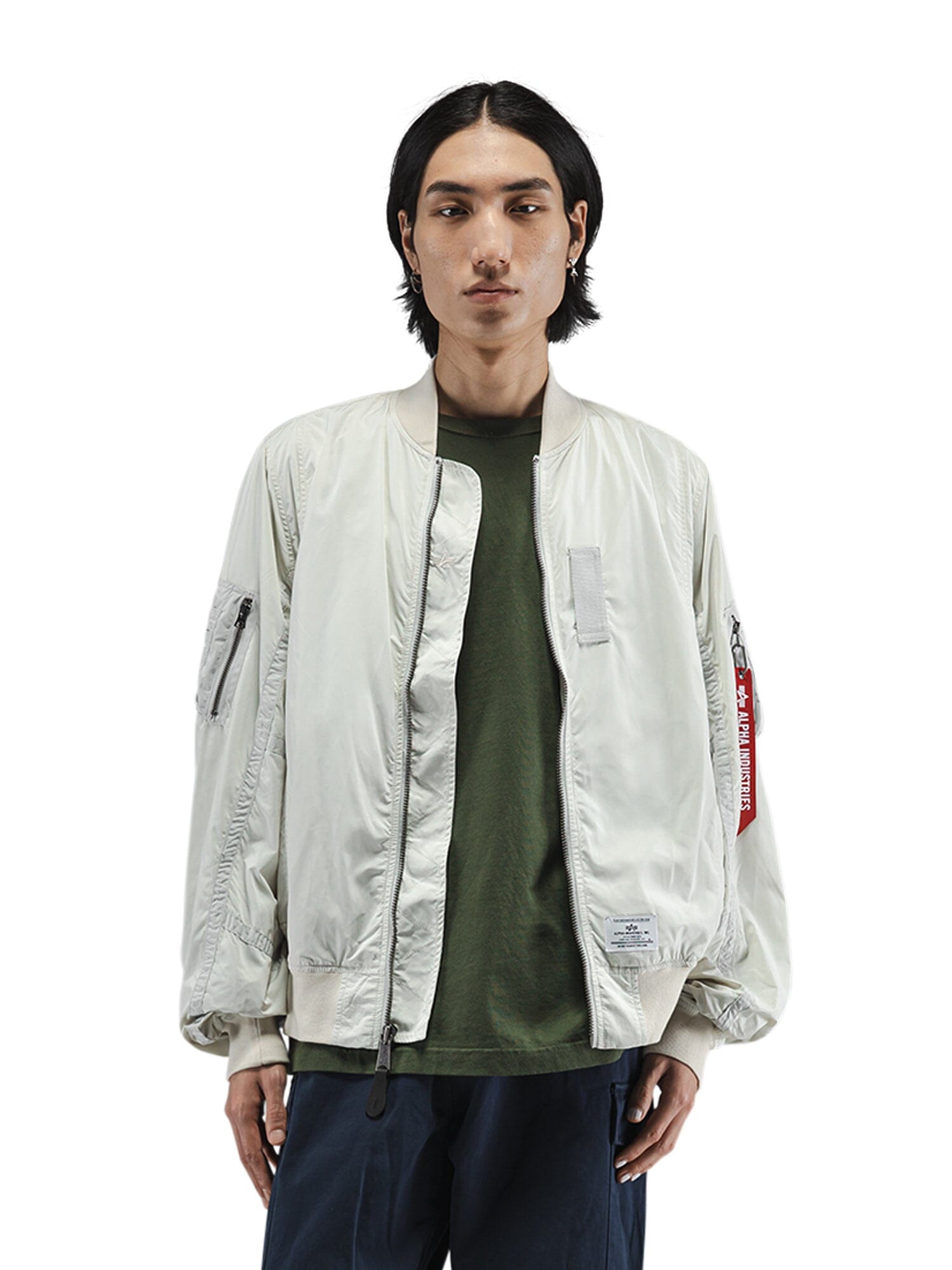 Alpha Industries L-2B Paratrooper Flight Jacket, dark green, lightweight material, front zipper closure.
