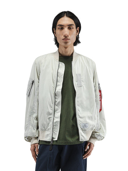 Alpha Industries L-2B Paratrooper Flight Jacket, dark green, lightweight material, front zipper closure.