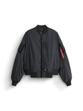 Alpha Industries L-2B Paratrooper Flight Jacket in charcoal with onion quilting, front zipper, ribbed cuffs and hem, red tag on left sleeve pocket.