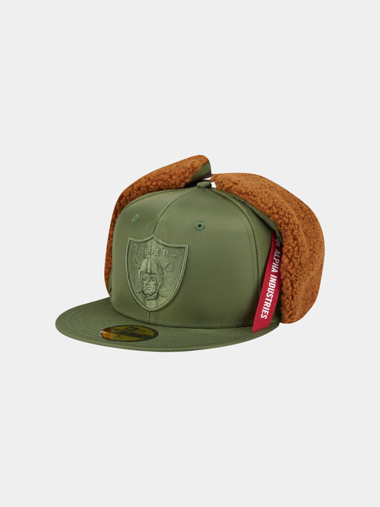 LAS VEGAS RAIDERS X ALPHA X NEW ERA 5950 DOG EAR CAP (GREEN) ACCESSORY Alpha Industries GREEN 7 1/8 