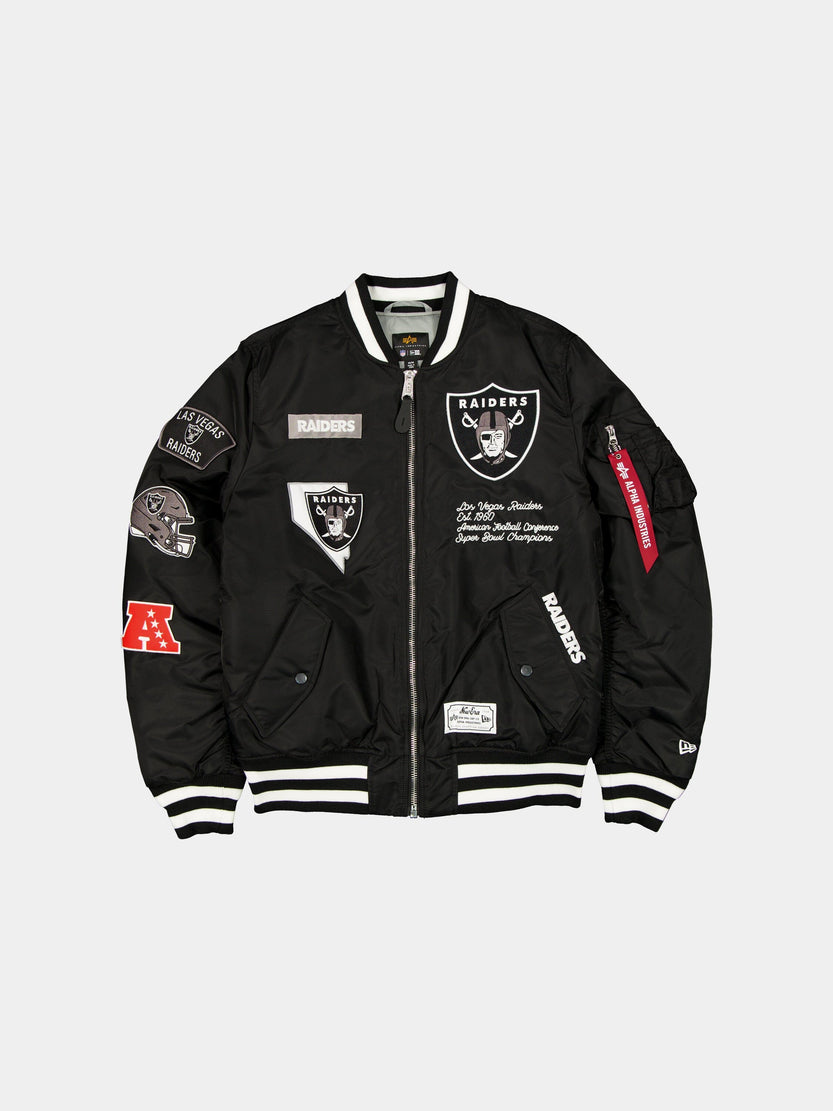 LAS VEGAS RAIDERS X ALPHA X NEW ERA MA-1 BOMBER JACKET OUTERWEAR Alpha Industries BLACK S 