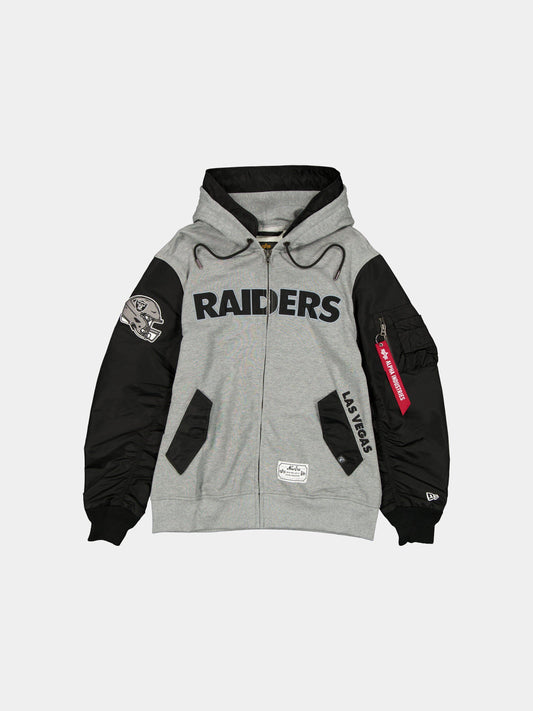 LAS VEGAS RAIDERS X ALPHA X NEW ERA MA-1 ZIP UP HOODIE OUTERWEAR Alpha Industries BLACK S 