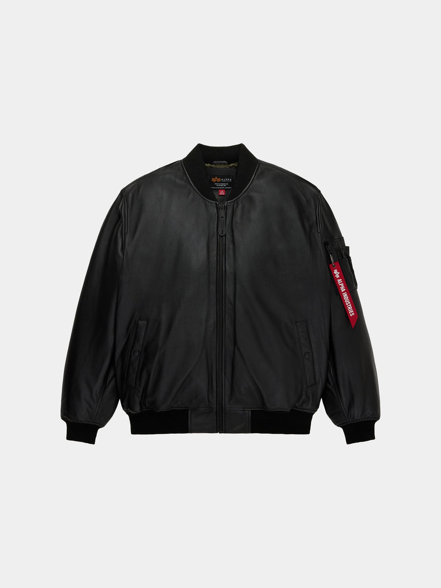 LEATHER MA-1 FLIGHT JACKET OUTERWEAR Alpha Industries BLACK XS 