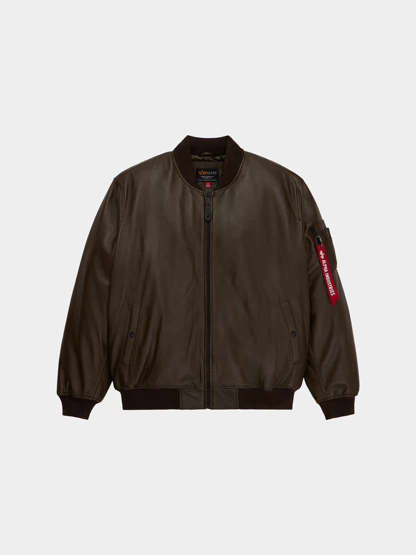 LEATHER MA-1 FLIGHT JACKET OUTERWEAR Alpha Industries ESPRESSO XS 