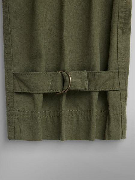 Alpha Industries Lightweight Trouser W, olive green, fabric strap, metal D-ring detail.
