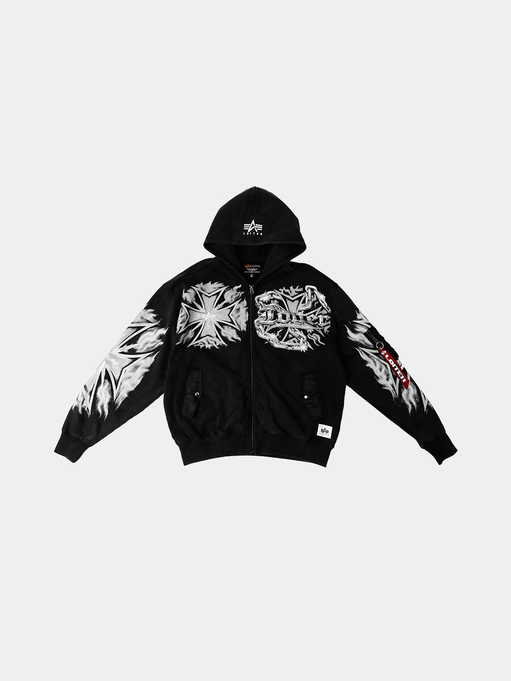 LOITER X ALPHA FULL ZIP UP TOP Alpha Industries BLACK S 