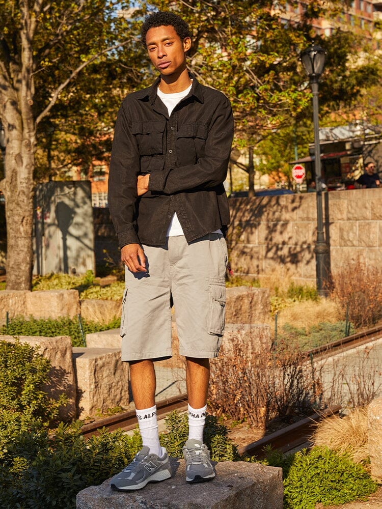 Alpha Industries Long Sleeve Multi Pocket Shirt Black, cotton, multiple pockets, button closures.