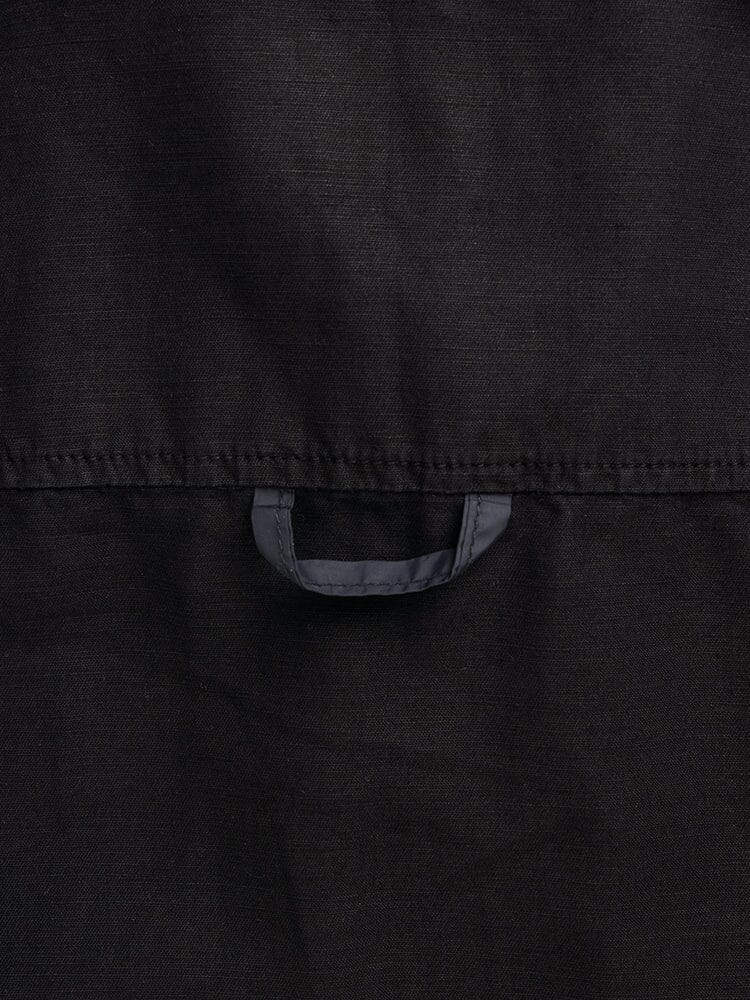 Alpha Industries Long Sleeve Multi Pocket Shirt, black, with small horizontal loop stitched near center of fabric.