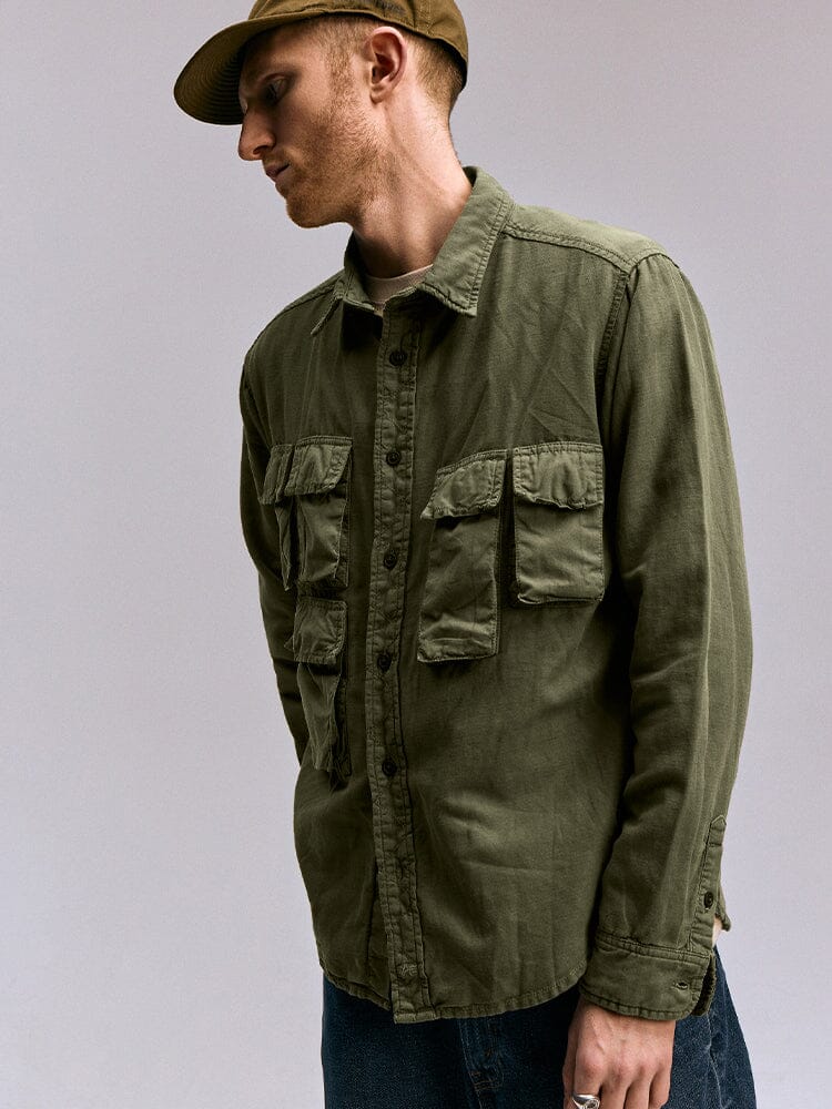 Alpha Industries Long Sleeve Multi Pocket Shirt MA-1 Og-107 Green.