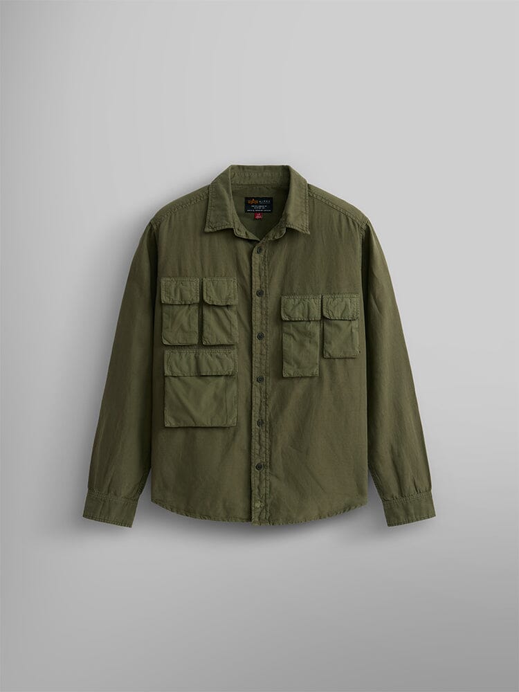 LONG SLEEVE MULTI POCKET SHIRT TOP Alpha Industries OG-107 GREEN XS 