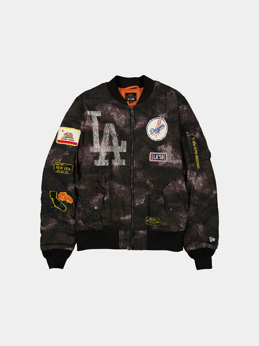 LOS ANGELES DODGERS X ALPHA X NEW ERA MA-1 BOMBER JACKET (BLACK CAMO) OUTERWEAR Alpha Industries BLACK S 