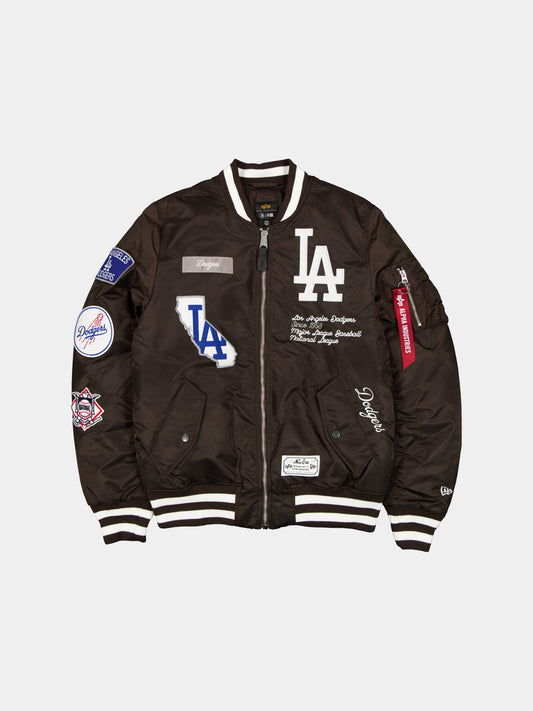 LOS ANGELES DODGES X ALPHA X NEW ERA MA-1 BOMBER JACKET (BURNT WOOD) OUTERWEAR Alpha Industries BURNT WOOD/WHITE S 