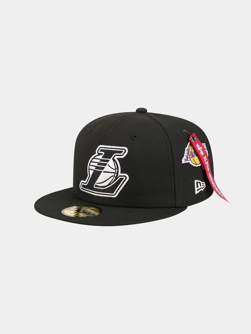 LOS ANGELES LAKERS X ALPHA X NEW ERA 59FIFTY FITTED CAP HAT Alpha Industries BLACK 7 1/8 