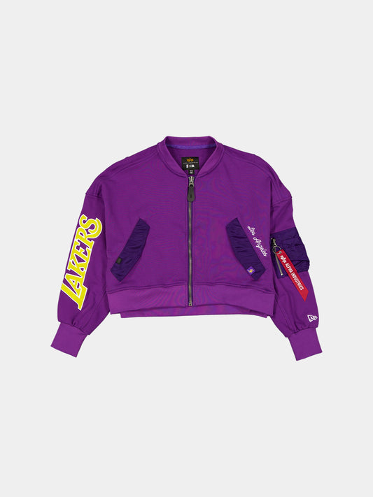 LOS ANGELES LAKERS X ALPHA X NEW ERA L-2B FRENCH TERRY JACKET WOMENS OUTERWEAR Alpha Industries PURPLE XS 