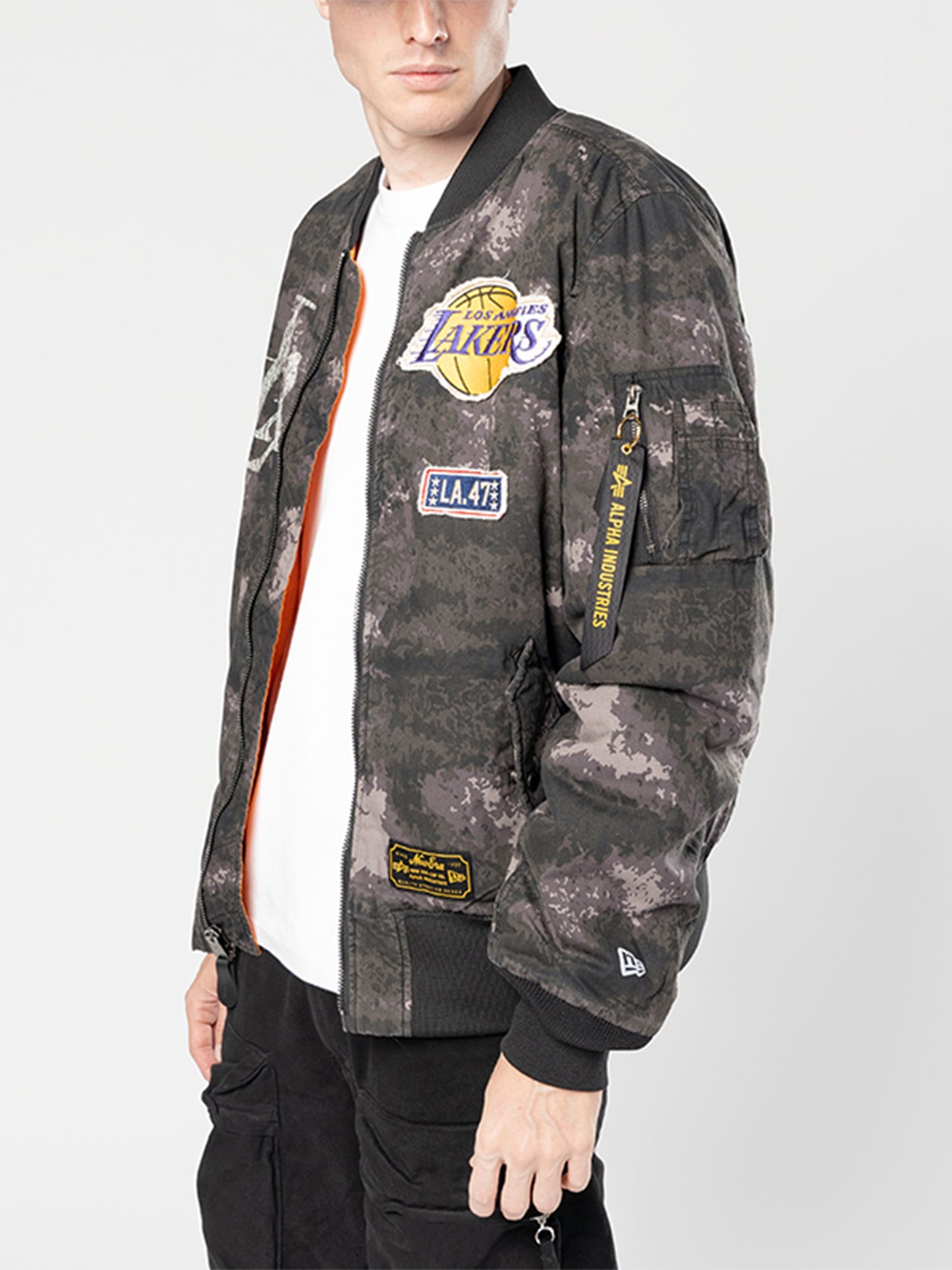 LOS ANGELES LAKERS X ALPHA X NEW ERA MA-1 BOMBER JACKET (BLACK CAMO) OUTERWEAR Alpha Industries 