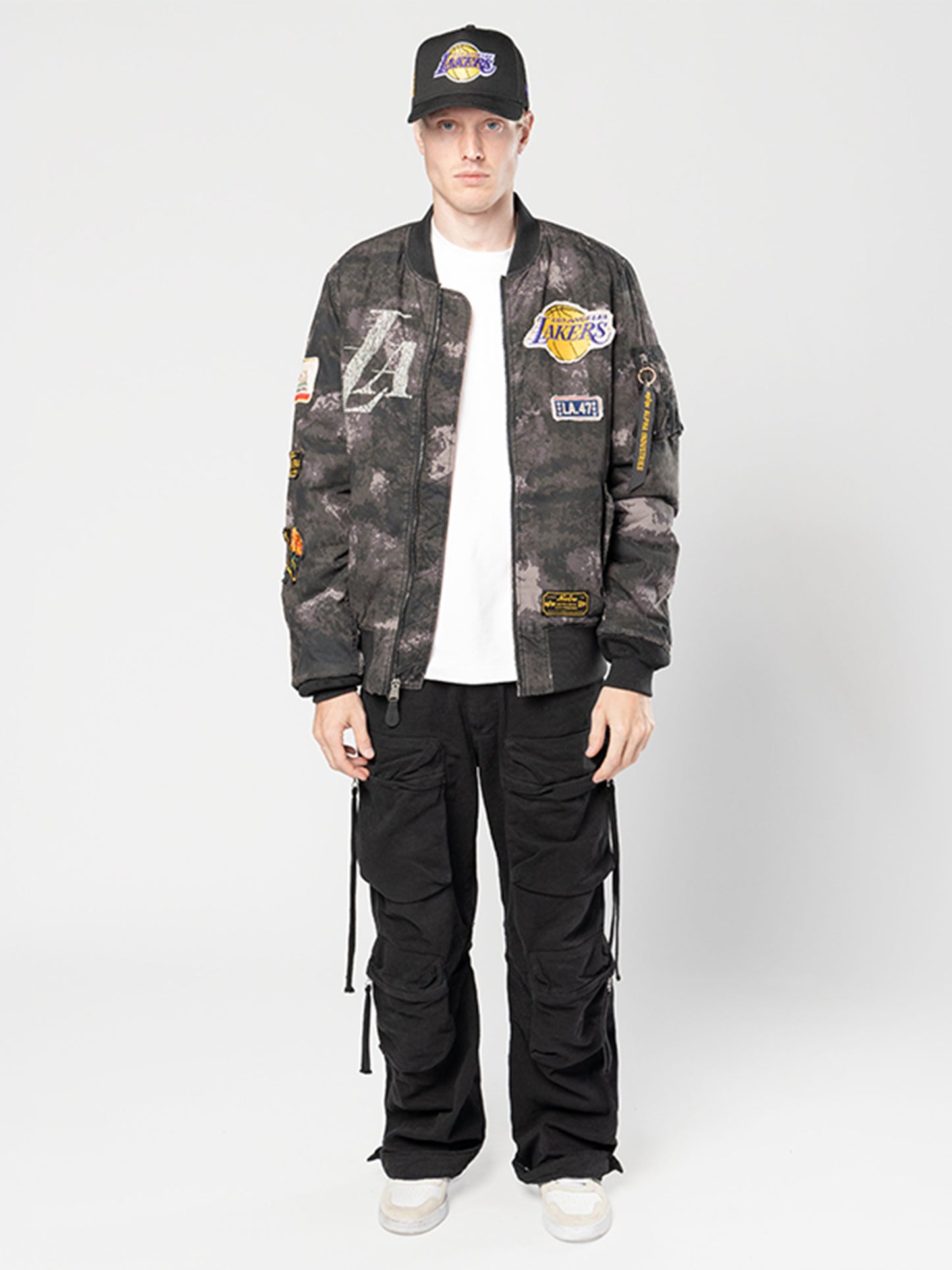 LOS ANGELES LAKERS X ALPHA X NEW ERA MA-1 BOMBER JACKET (BLACK CAMO) OUTERWEAR Alpha Industries 