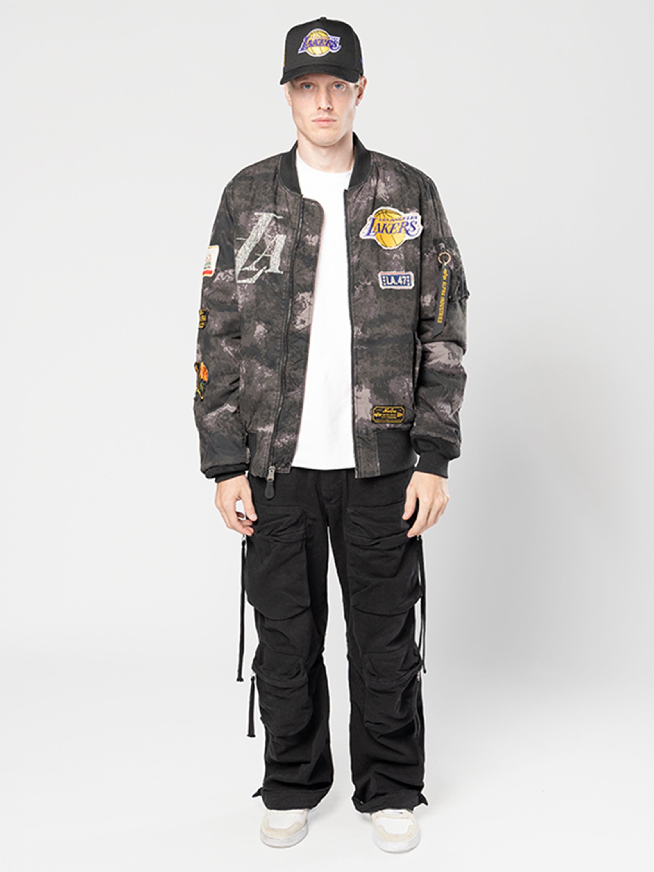 LOS ANGELES LAKERS X ALPHA X NEW ERA MA-1 BOMBER JACKET (BLACK CAMO) OUTERWEAR Alpha Industries 