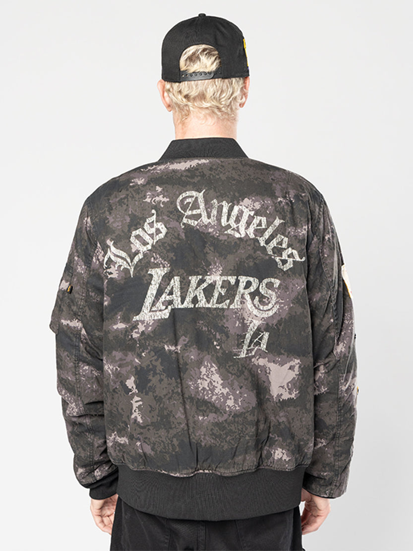 LOS ANGELES LAKERS X ALPHA X NEW ERA MA-1 BOMBER JACKET (BLACK CAMO) OUTERWEAR Alpha Industries 
