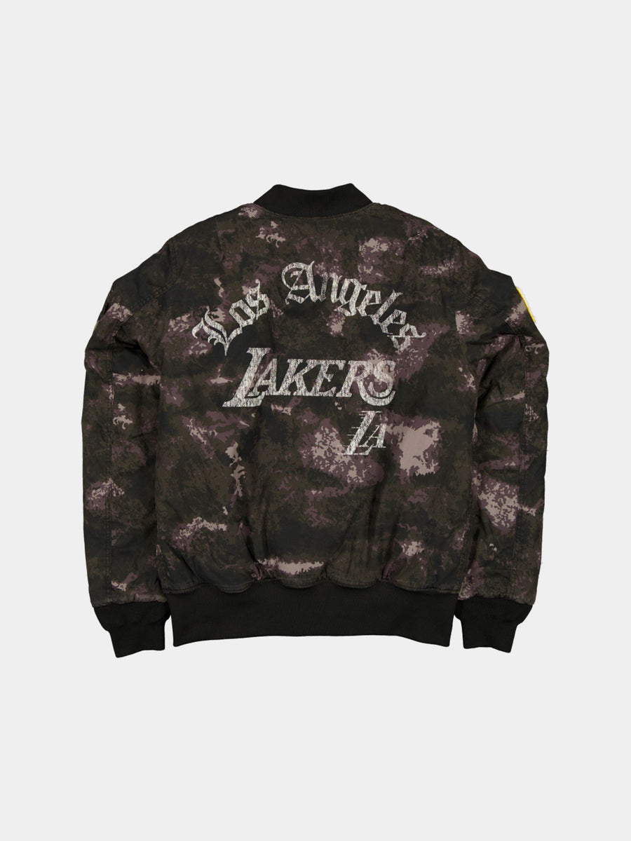 LOS ANGELES LAKERS X ALPHA X NEW ERA MA-1 BOMBER JACKET (BLACK CAMO) OUTERWEAR Alpha Industries 