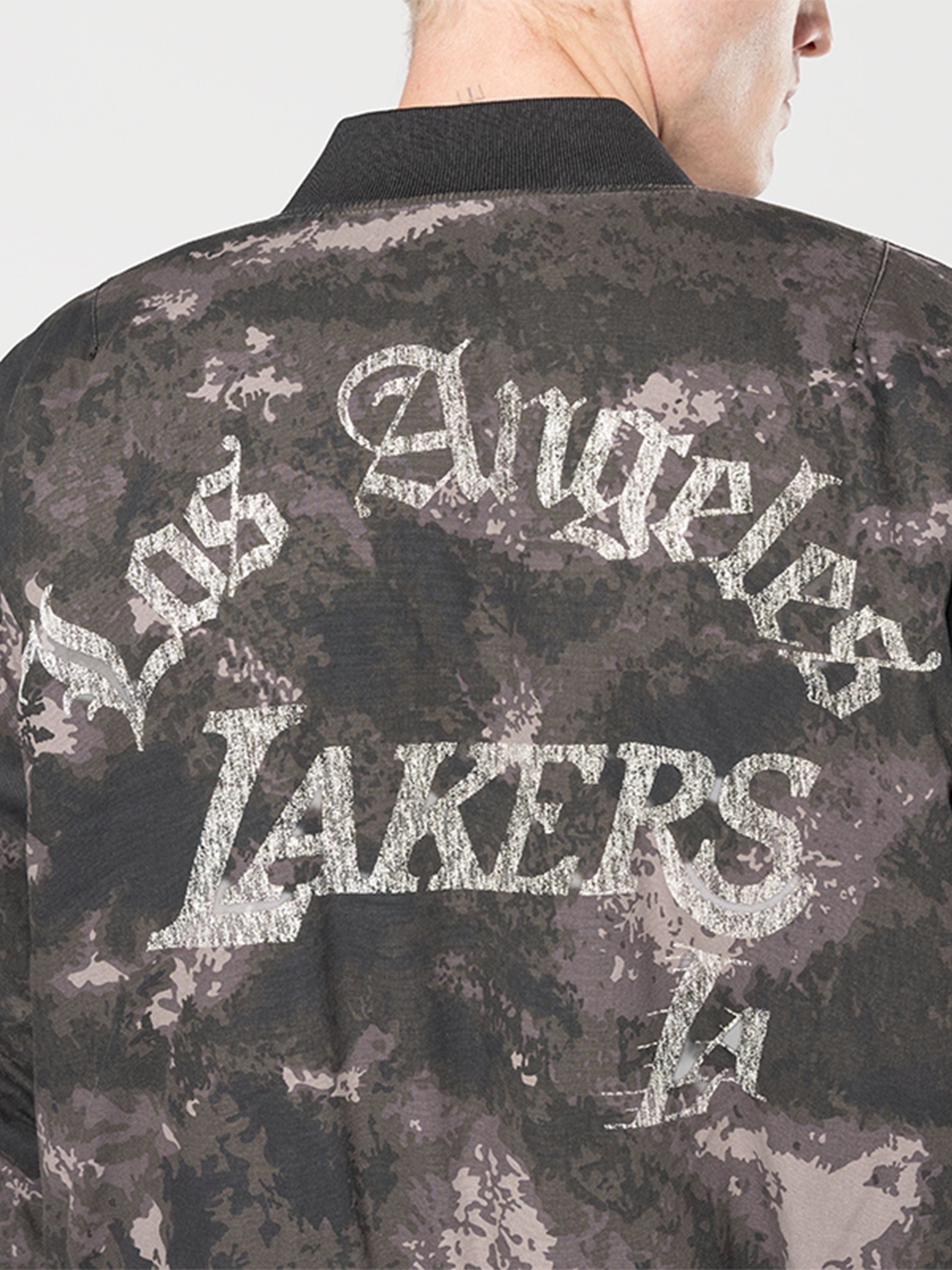 LOS ANGELES LAKERS X ALPHA X NEW ERA MA-1 BOMBER JACKET (BLACK CAMO) OUTERWEAR Alpha Industries 