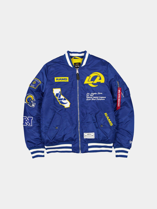 LOS ANGELES RAMS X ALPHA X NEW ERA MA-1 BOMBER JACKET OUTERWEAR Alpha Industries BLUE S 