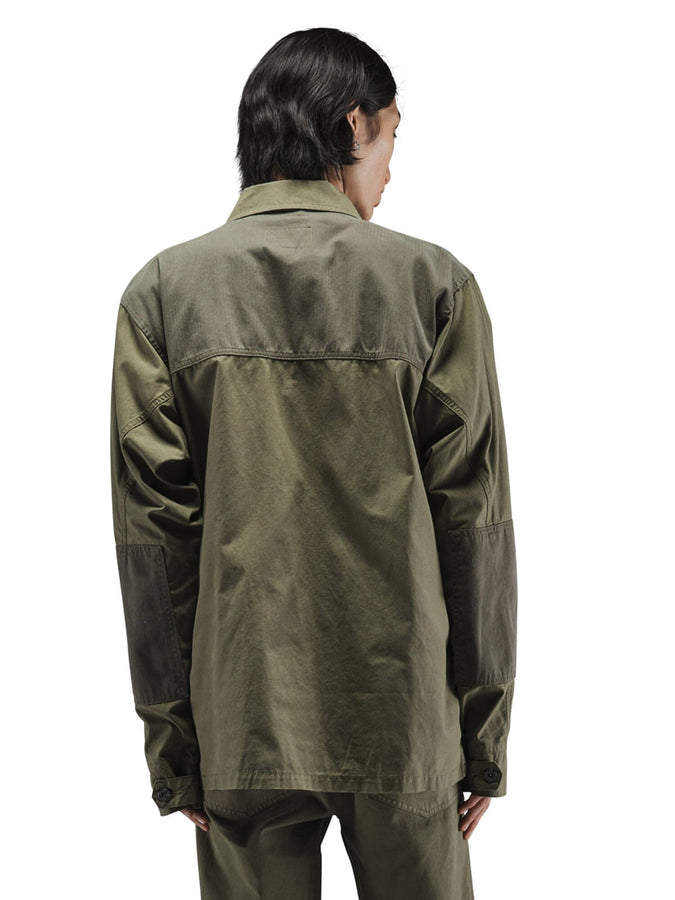 Alpha Industries LS P-44 Overshirt, olive green, outer pockets, MA-1 closure.