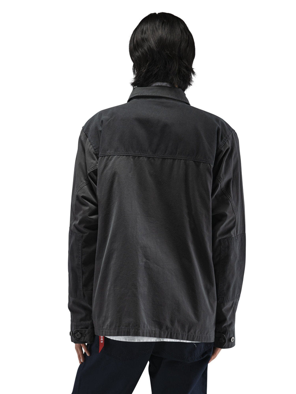 Alpha Industries LS P-44 Overshirt, dark gray, loose fit, outer pockets.