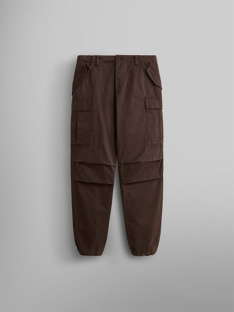 Alpha Industries M-65 Pant in Chocolate with utility pockets and elasticated cuffs.